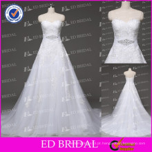 New Arrival Real A-line Sweetheart Neckline Lace Bodice Low Back Wedding Dresses Turquia